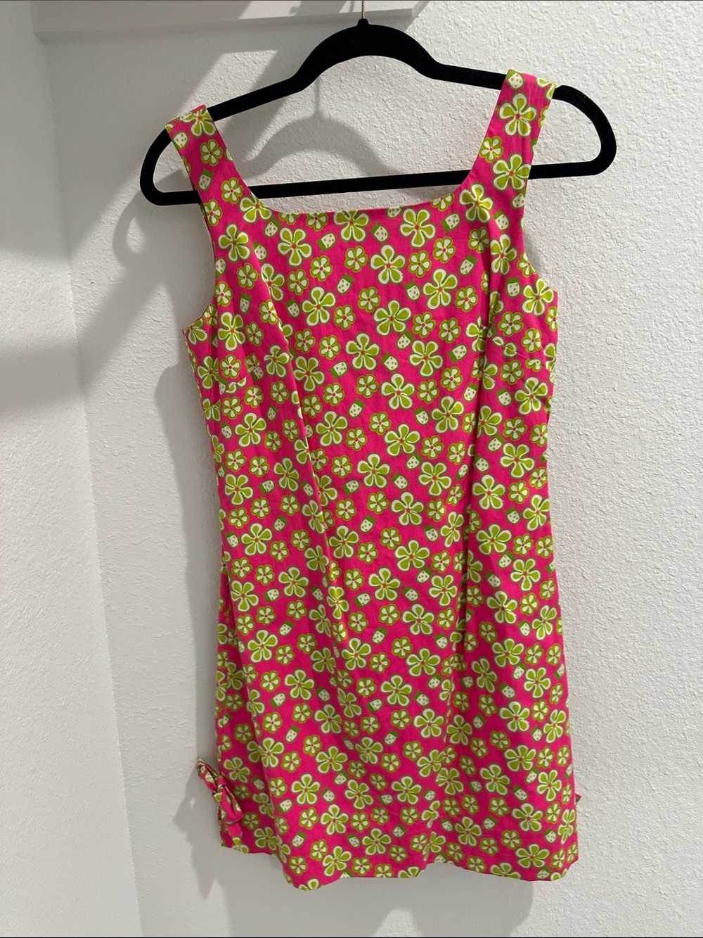 Lilly Pulitzer Hot Pink Floral Mini Dress with Lime Accents
